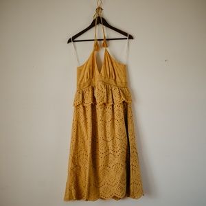 Moon River Marigold Lace Halter Dress